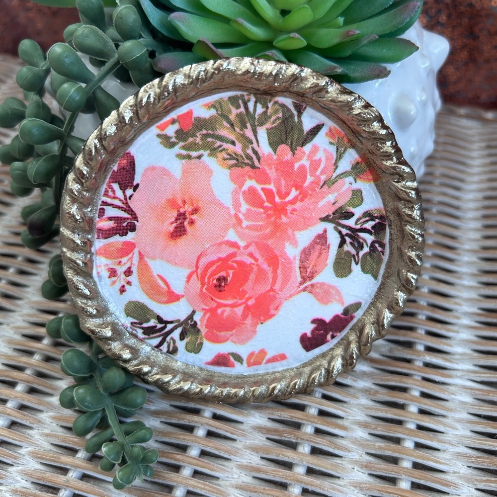 Hand crafted Floral penny trinket tray